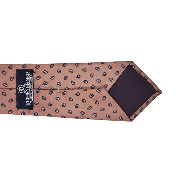 Kuppenheimer Vintage Silk Necktie Italian Pinkish Brown & Blue Geometric Pattern - Picture 4 of 6